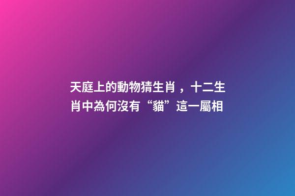 天庭上的動物猜生肖，十二生肖中為何沒有“貓”這一屬相